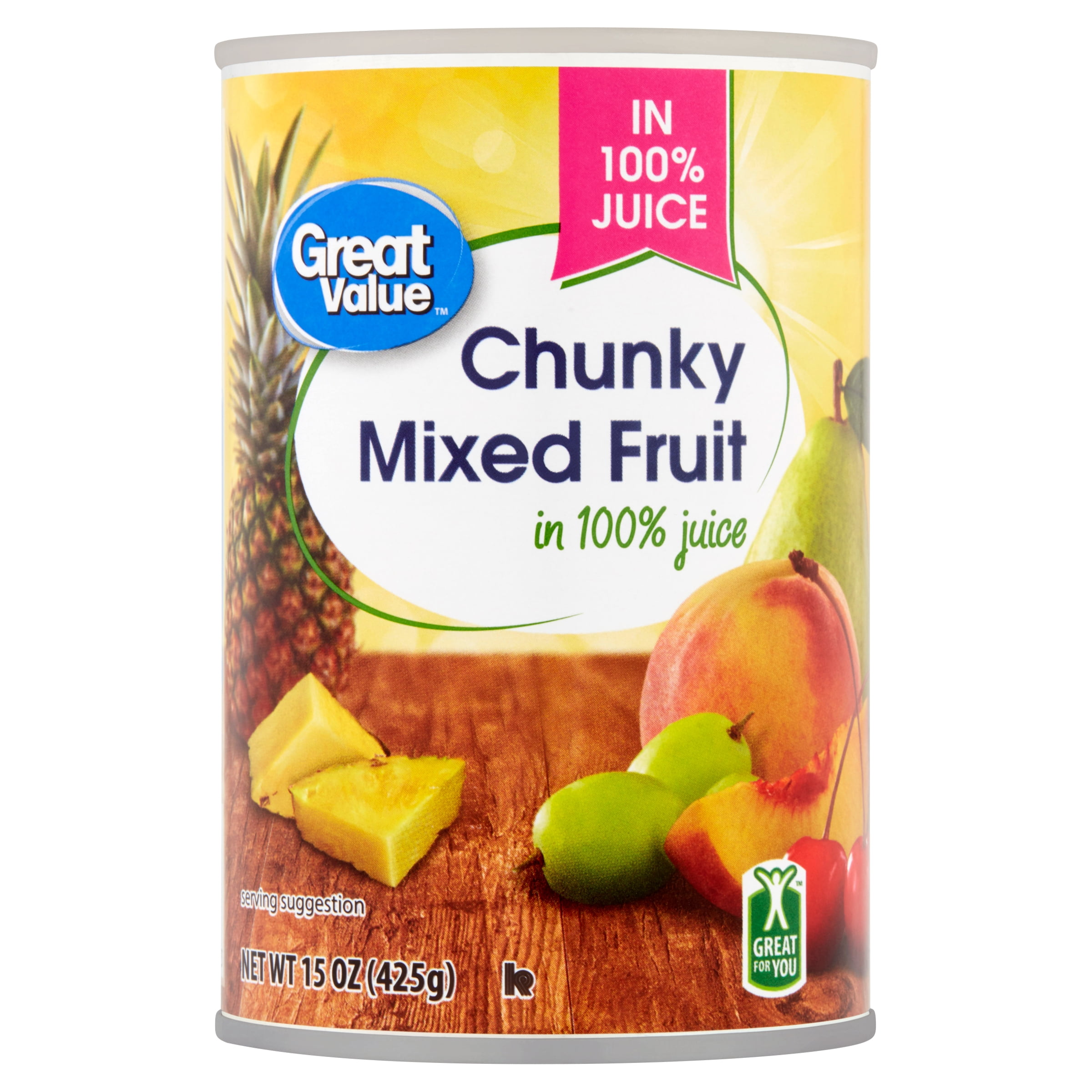 Great Value Chunky Mixed Fruit in 100% Juice, 15 oz