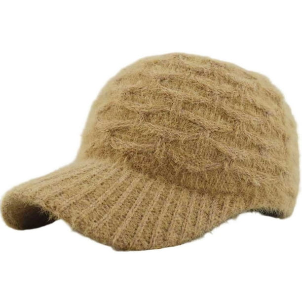 Sombreros de béisbol de lana de punto cálidos, sombrero de color sólido para mujer, sombrero para mujer