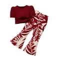 thumbnail image 4 of Gubotare Summer Clothes for Toddler Baby Girls Clothes Newborn Short Sleeve Ruffle Tshirt and Pants Set Infant Outfits 3T 4T (Red,3-4 Years), 4 of 4