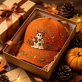 thumbnail image 2 of Clearance Hotyverty Halloween Ghost Baseball Cap, Happy Haunting Patchwork Ghost Pumpkin Commemorative Vintage Baseball Cap Adjustable Cotton Dad Hat Halloween Gift for Women Men, Orange, 2 of 9