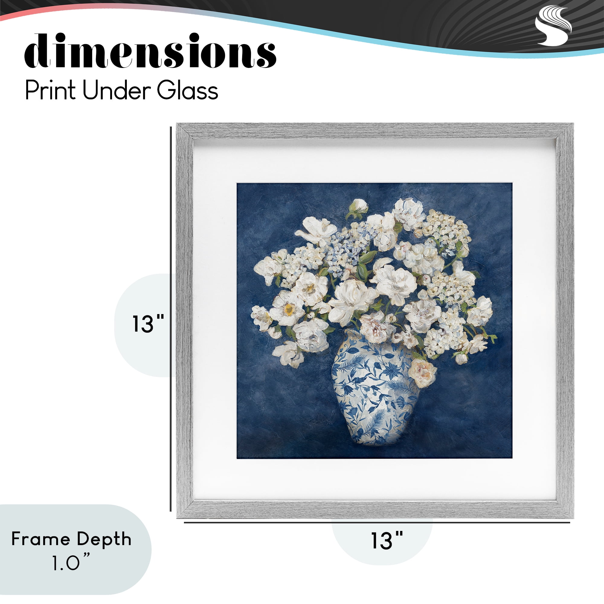 Stupell Industries Classic Blue Chinoiserie Vase Gray Framed Print Under Glass, design by Charlene Olson