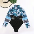 thumbnail image 6 of RYDCOT Long Sleeve Swimsuits for Women Back Zipper One Piece Swimsuit Athletic Rash Guard Floral Printed Surfing Swimsuit Bathing Suit Summer on Clearance, 6 of 6