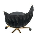 thumbnail image 5 of Sesslife Home Office Chair, Comfy Padded Seat Swivel Desk Chair, Upholstered Velvet Computer Chair with Castors for Small Place, Adjustable Vanity Chair for Office Bedroom Dressing Room, Black, 5 of 12