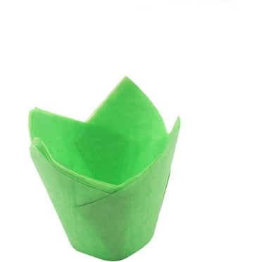 50 Pcs Cupcake Wrapping Paper Mini Paper Cups Baking Sheet Liner Muffin Baking Liners Holders Christmas Cupcake Liners Tulip Muffin Cup Lining Packing Box Mold Green Cake Box