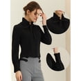 thumbnail image 2 of Blusa de trabajo para mujer, estilo vintage, con lazo, volantes, cuello simulado, farol, manga larga, con botones, blusa Negro S, 2 of 6