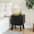 thumbnail image 4 of Pusnapku Nightstand Set of 2, Wood End Table with Storage and Sliding Door, Modern Curved Side Desk, Small Bedside Table for Bedroom, Living Room, 4 of 9