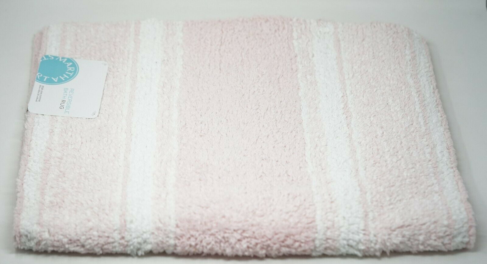 Photo 1 of Martha Stewart Collection Cotton Reversible 20 x 32 Stripe Bath Rug - Pink Ice