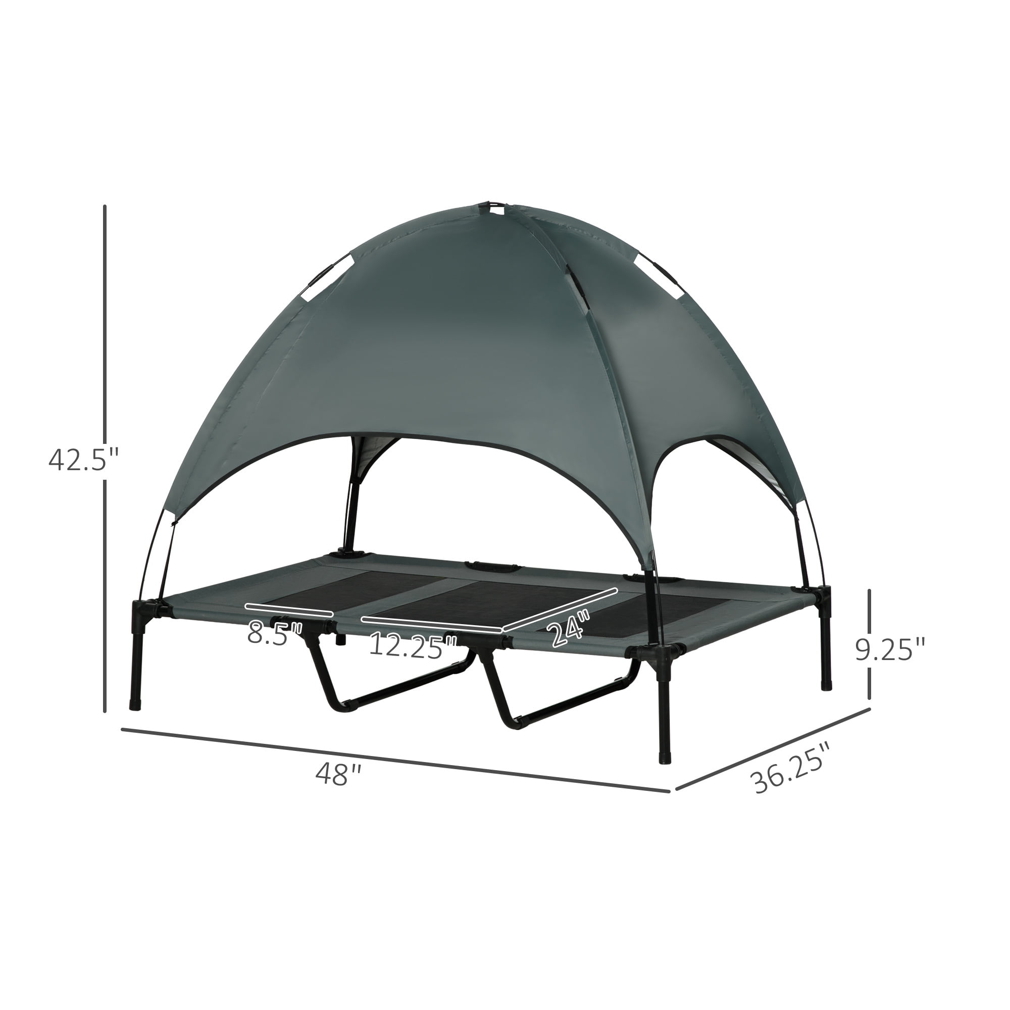 Elevated Portable Dog Cot Pet Bed with UV Protection Canopy Shade, 48 inch