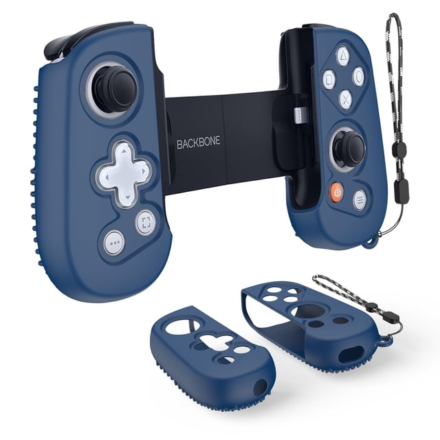 Funda protectora con mango para controlador de juegos móvil Backbone One con cordón, funda de silicona con agarre compatible con controlador de juegos móvil Backbone One de 1.ª y 2.ª generación (azul
