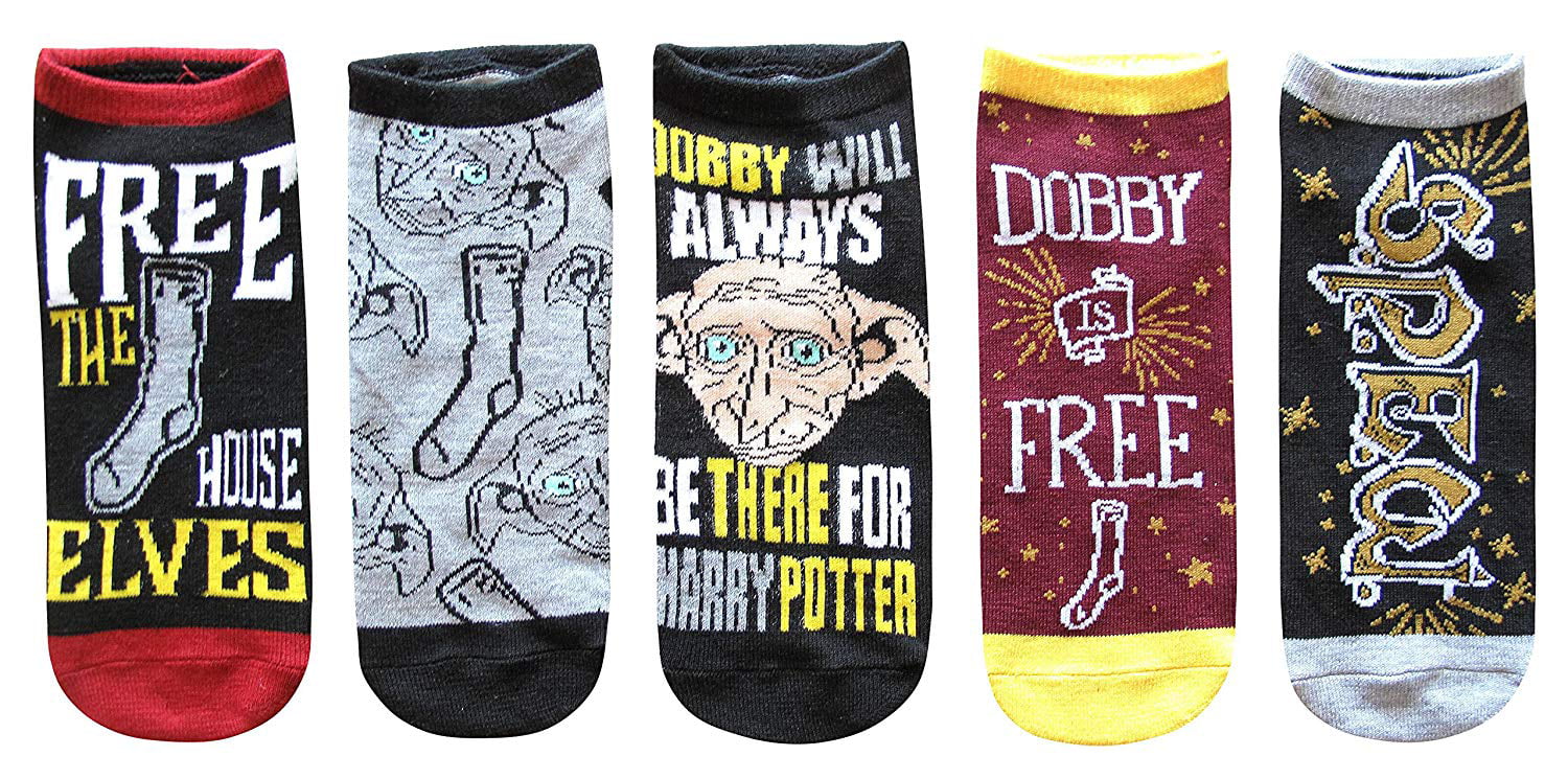 Harry Potter Dobby Juniors/Womens 5 Pack Ankle Socks Size 4-10