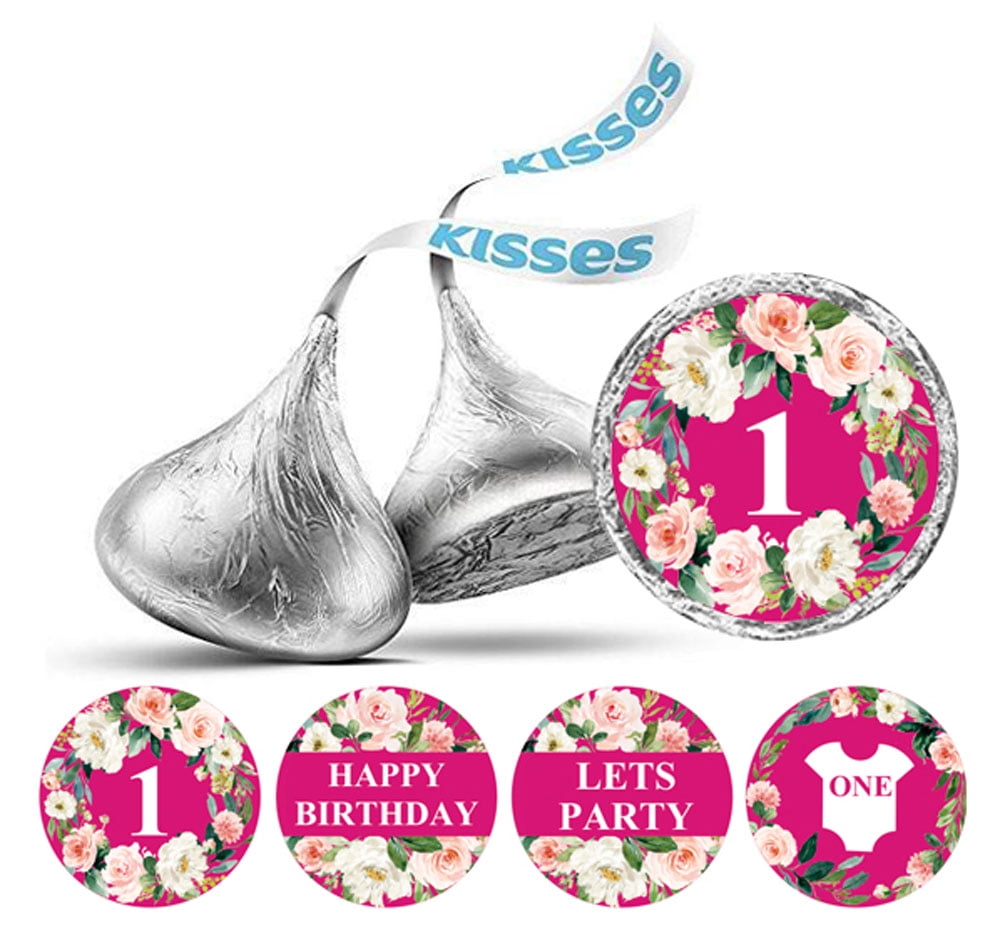 Darling Souvenir Party Favor Floral Border 1st Birthday Theme Stickers