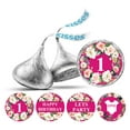 thumbnail image 1 of Darling Souvenir Party Favor Floral Border 1st Birthday Theme Stickers Labels 190 Pcs-Fuchsia Pink, 1 of 1