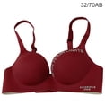 thumbnail image 1 of Sujetador sin costuras para mujer, ropa interior inalámbrica con letras, copa fina, sujetador Hacer subir para niñas, rojo vino, 32 / 70AB Eigraketly AP001148-17B, 1 of 7