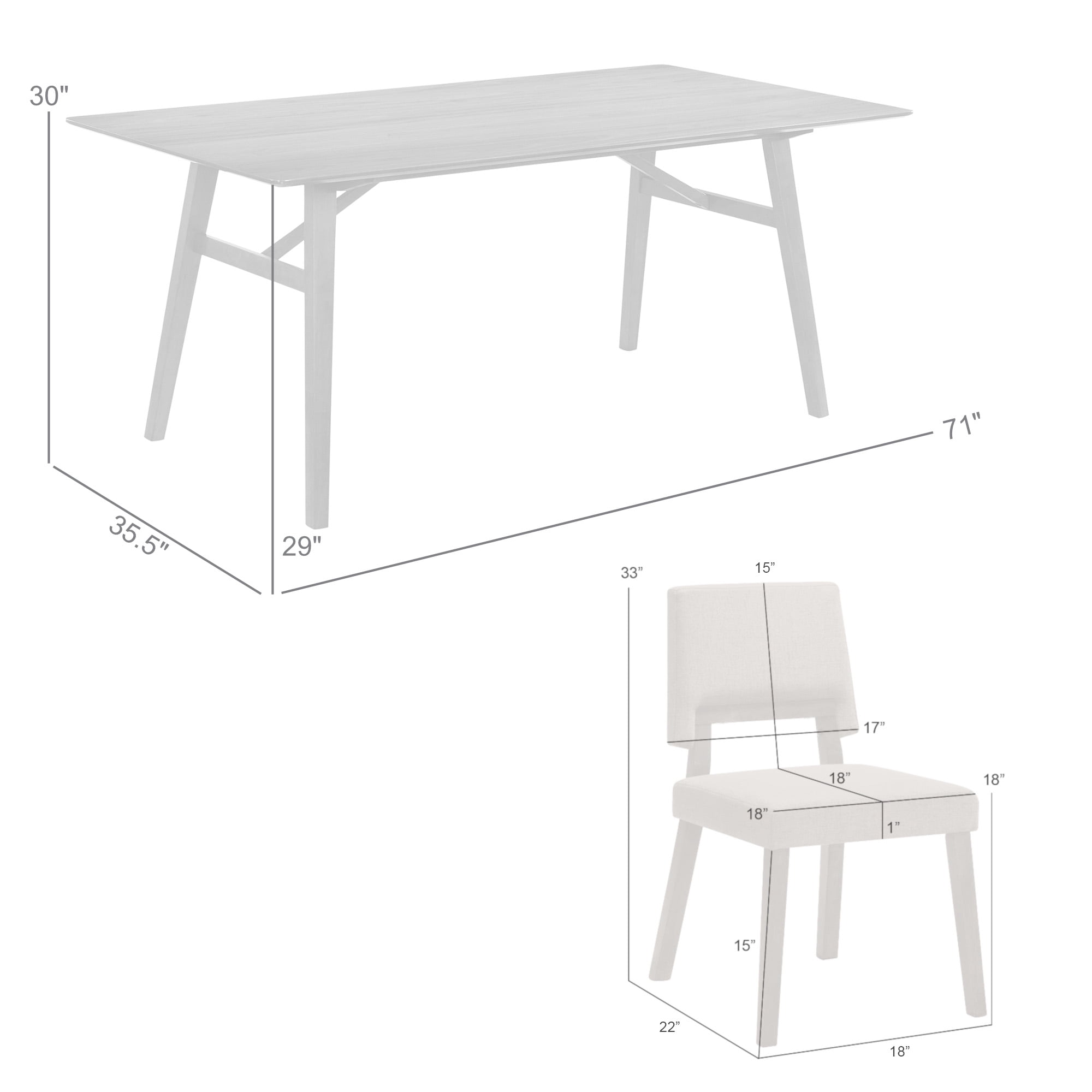 Channell 7 Piece Walnut Wood Dining Table Set with Orange Fabric