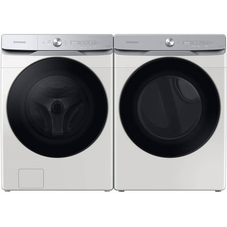 Samsung - 5.0 Cu. Ft. High Efficiency Stackable Smart Front Load Washer Steam and CleanGuard - Ivory