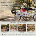 thumbnail image 6 of Round Outdoor Tablecloth with Umbrella Hole and Zipper, Black Gnomes Daisy Tablecloth with Elastic Waterproof, Pastoral Country Garden Floral Patio Table Covers for 36" - 44" Picnic Pool Tables, 6 of 9