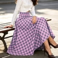 thumbnail image 5 of Jovrlynd Plaid Skirts for Women A Line High Waist Pleated Midi Skirts with Pockets Trendy Western Fall Flared Long Skirts, S-3XL, 5 of 9