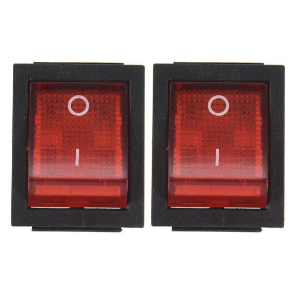 2X Red Light 4 Pin DPST ON/OFF Snap in Rocker Switch 15A/250V 20A/125V AC 28x22mm,2 x Rocker Switch,Black& Red