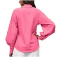 thumbnail image 3 of FAIWAD Womens Long Sleeve Tunic Tops V Neck Button Down Color Block Casual Basic Pullover Tops, 3 of 6