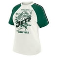 thumbnail image 2 of Women's WEAR by Erin Andrews White New York Jets Sleeve Stripe Distressed Raglan T-Shirt, 2 of 6