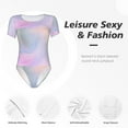 thumbnail image 4 of Vsdgher Rainbow Prinr Short Sleeve Body suit for Womens, Sexy Onesie One Piece Round Neck Bodysuit Shapewear Tummy Control-Small, 4 of 7