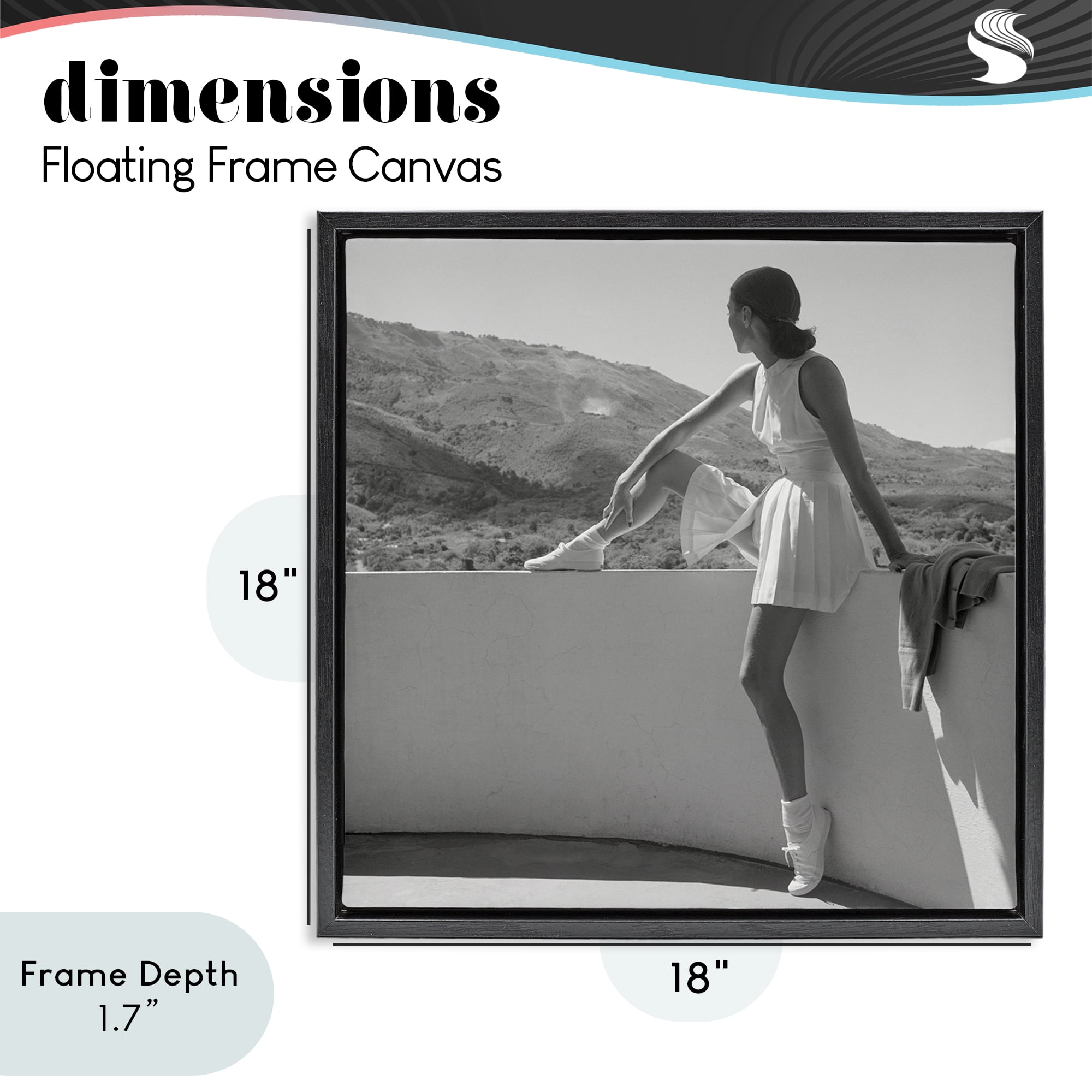 Stupell Industries Woman In Tennis Outfit Black Framed Floater Canvas Wall Art, design by Toni Frissell