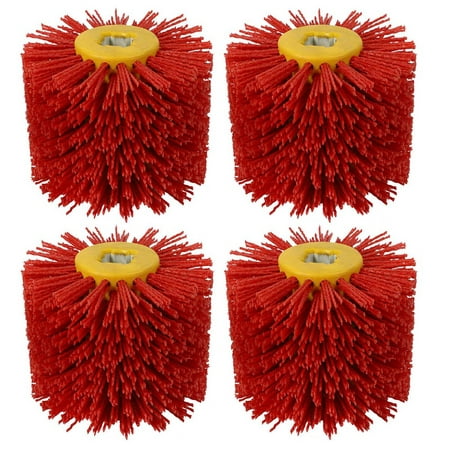 

4X Red Abrasive Wire Drum Brushes Deburring Polishing Buffing Wheel for Furniture Wood Angle Grinder Adapter