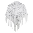 thumbnail image 5 of Women Shawl Wrap Fashion Sequin Shawl Cape for Formal Occasion Dance Wedding White Silver, 5 of 7