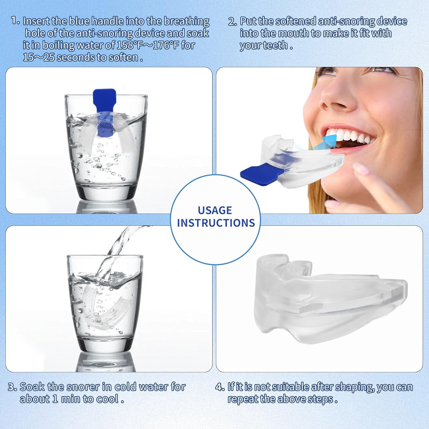 YJJSKEJI Anti-Snoring Mouth Guard, Anti-Snoring Mouthpiece, Snoring Solution Comfortable Anti-Snoring Devices for Man a Better Night's Sleep