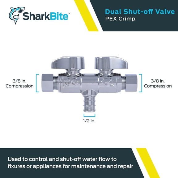 YNTVV-Crimp Dual Shut Off Valve, Push to Connect Brass Plumbing Fitting, PEX, PE-RT, UCDS123838