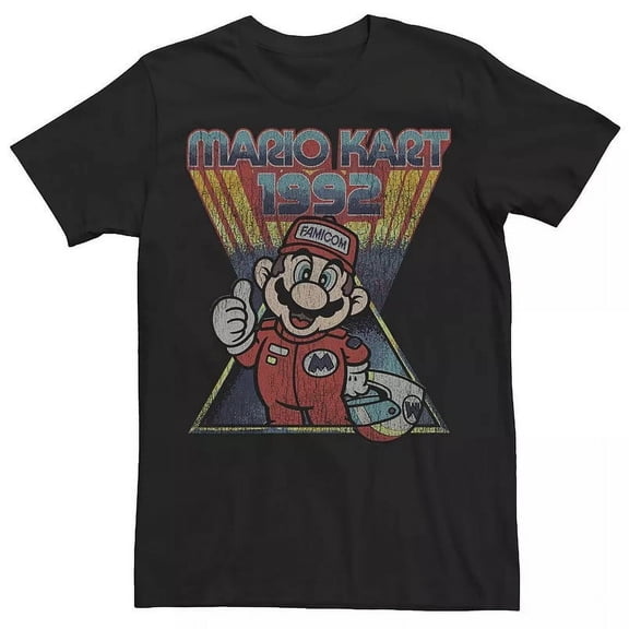 Mario Kart Mens T-Shirt - Super Mario Famicon 1992 Distressed Image Thumbs Up (Small)