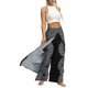 thumbnail image 4 of VISgogo Pantalones de pierna ancha de verano para mujer, pantalones sueltos sueltos de tiro medio con estampado bohemio con divisiones para yoga, playa, vacaciones VISgogo  moda, 4 of 7