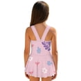 thumbnail image 2 of Uourmeti Girls' One Piece Skirted Swim Dress - Whimsical Floral & Dragonfly Print, Quick Dry, Built-in Liner, Perfect for Beach & Pool Vacation, 2 of 8