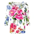 thumbnail image 5 of TSADFHJI Chandails en Molleton pour Femmes Coton T-Shirt Décontracté à Imprimé Floral Col Rond Manches 3/4 Coupe Ample TTTG, 5 of 5