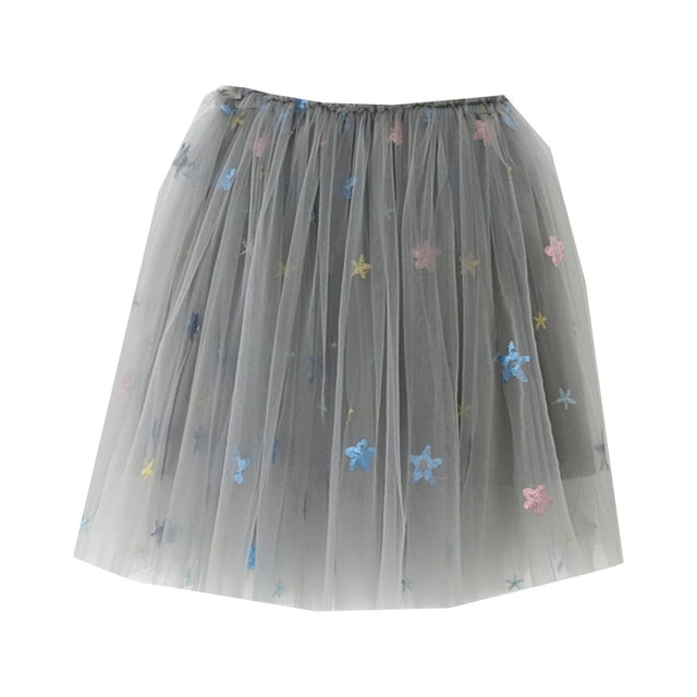 Icvfdpl Robe de Demoiselle d'Honneur Princesse Tutu Jupe en Tulle Gris Coton 5-6 Ans
