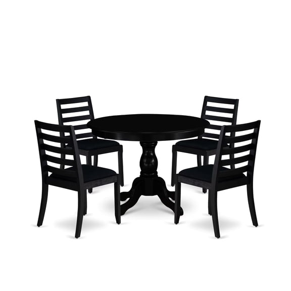 East West Furniture Hartland 5-Piece Kitchen Dining Set in Black Finish