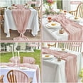 thumbnail image 5 of Parojati 1 Pcs Cheesecloth Table Runner - 35*240 inch Boho Gauze Rustic Sheer Table Runners for Dining, Wedding, Celebration, Party Decorations, Dusty Pink, 5 of 7