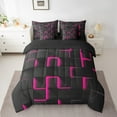 thumbnail image 2 of Erosebridal Gradient Checkered Bedding Sets Twin Size,Buffalo Stereoscopic Comforter Sets with Sheets,Geometry Decor,Reversible,7pcs, 2 of 5
