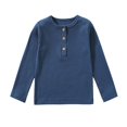 thumbnail image 4 of Boys Long Sleeve Thermal Shirts Boys Long Sleeve Shirts Boys' Long Sleeve Thermal Henley Shirt 5-6 Years Blue, 4 of 4