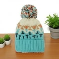 thumbnail image 2 of Caywon Gradient Knitted Hat Fashion Cuffed Brimless Beanie Outdoor Warm Wool Hat Gradient Color Scheme Cuffed Design for Adjustment, 2 of 3