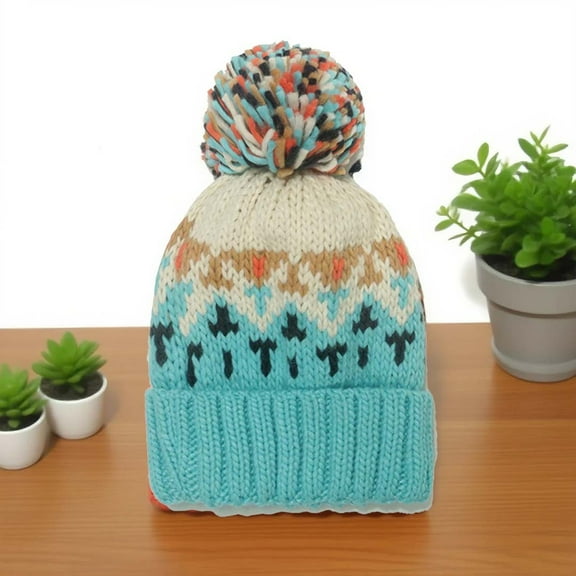 Sunvit-Panties Warm Winter Beanie for Women - 100% Polyester Pom Pom Retro Jacquard Blue Beanie for Daily Outdoor Cold Weather,Size Free Size