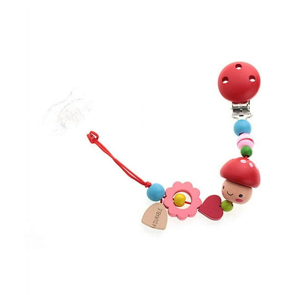 RED Wooden Pacifier Clip