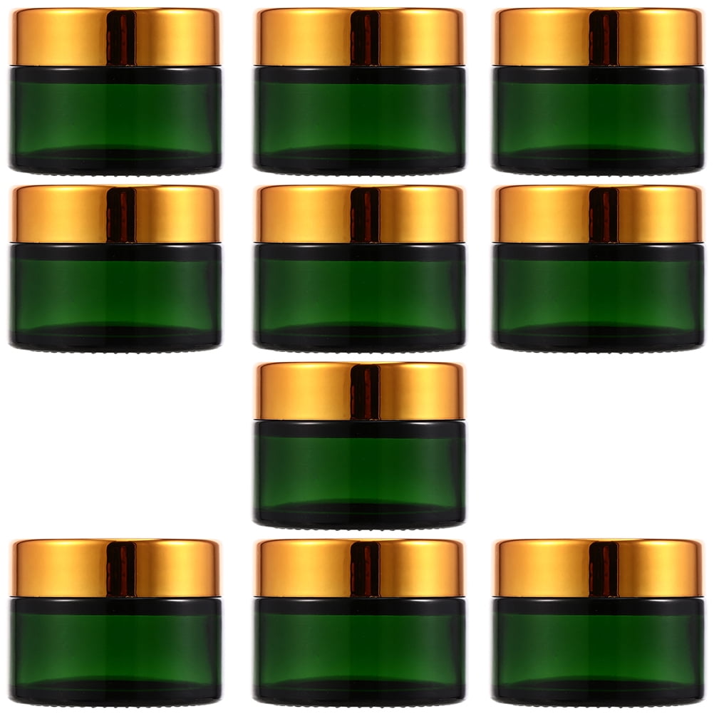 IBASETOY 10pcs Reusable Green Glass Containers for Storage Leak Proof Compact Size Travel Friendly