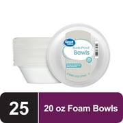 Great Value Everyday Disposable Foam Bowls, 20 oz, 25 Count