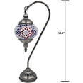 thumbnail image 3 of Silver Fever Handcrafted Mosaic Turkish Lamp Moroccan Glass Table Desk Bedside Light Bronze Base with E12 Bulb Floral Burst Lattern, 3 of 6