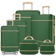 Lulusail Luggage Sets 6 Piece with two Cosmetic Case, Expandable(Only 28 & 24") Hardside Luggage with 360° Spinner Wheels, Durable Luggage Set Clearance For Women Men, Olive Green