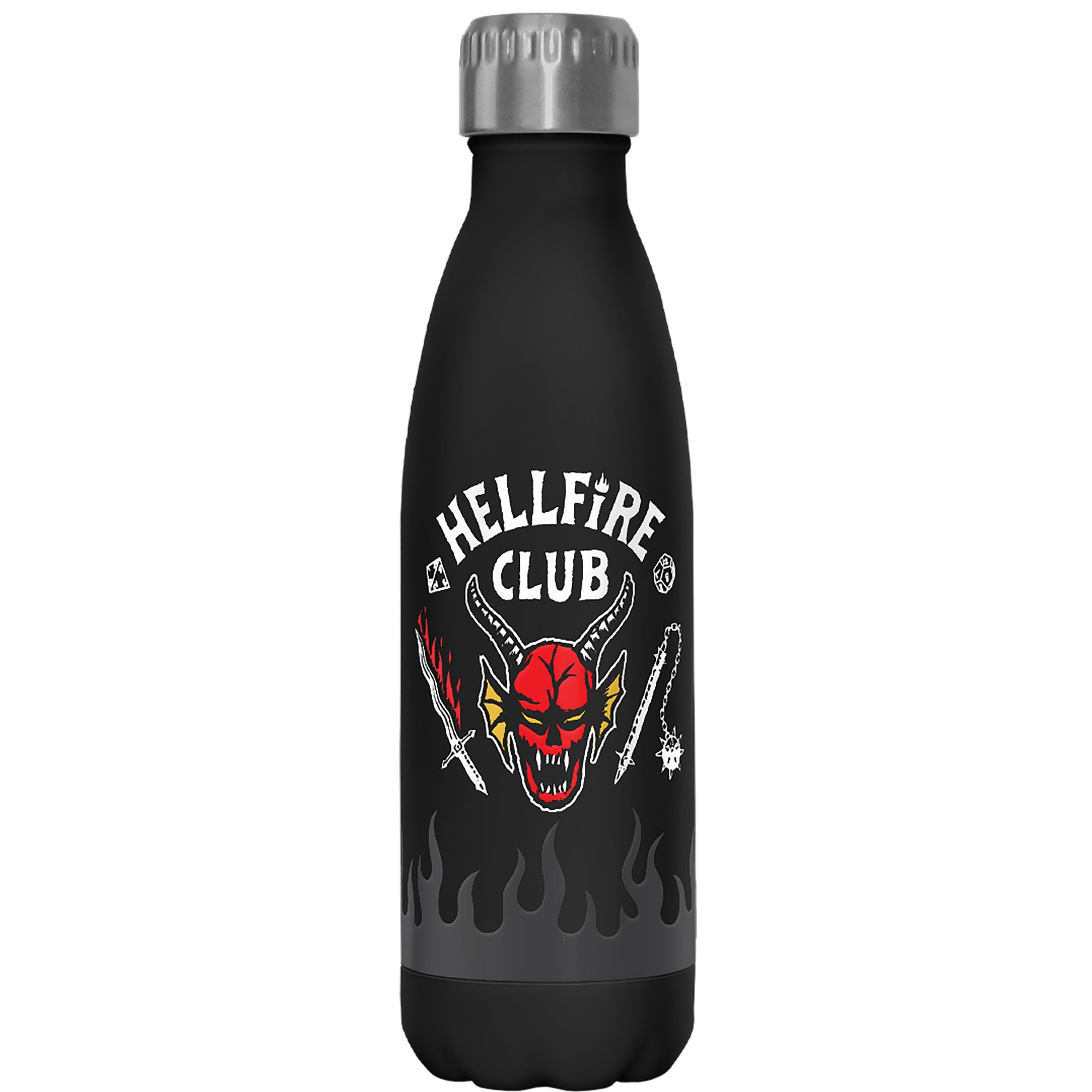  Paladone Stranger Things Hellfire Club Metal Water Bottle, Horror Movie Merchandise Stainless Steel Waterbottle with Lid
