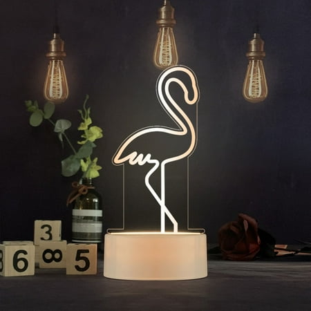 

TIMPCV Desk lamp battery usb acrylic led warm light lamp children s birthday gift bedroom creative night lamp (flamingo color)