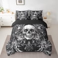 thumbnail image 2 of Homewish Spooky Skull 7-Piece Bedding Comforter Set,Gothic Skeleton King Bedding Sets,Rustic Flower Print Bed Sheets For Men Women,Breathable Home Decor Reversible, 2 of 8