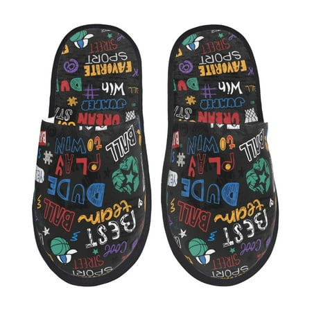 Balery Basketball Slient Indoor Furry Fleece Comfort House Shoes Soft Non-Slip Home Shoes Cotton slippers House Slippers-- Medium
